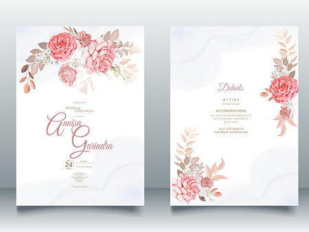 Beautiful floral frame wedding invitation card template Premium by ...