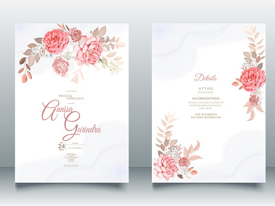 Beautiful floral frame wedding invitation card template Premium card design floral flower frame illustration logo ui vector web wedding