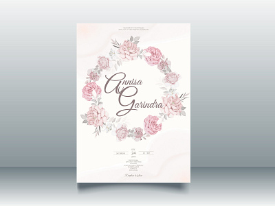 Beautiful floral frame wedding invitation card template Premium card design floral flower frame illustration logo ui vector wedding