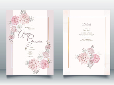 Beautiful floral frame wedding invitation card template Premium card design floral flower frame illustration logo ui vector wedding