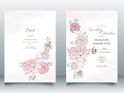 Beautiful floral frame wedding invitation card template Premium card design floral flower frame illustration logo ui vector wedding