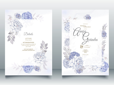 Beautiful floral frame wedding invitation card template Premium card design floral flower frame illustration logo ui vector wedding