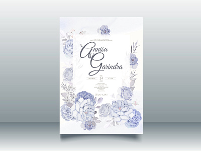 Beautiful floral frame wedding invitation card template Premium