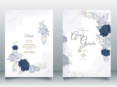 Wedding Invitation Beautiful Blue Rose floral card design floral flower frame illustration logo ui vector wedding