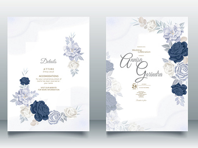 Wedding Invitation Beautiful Blue Rose floral