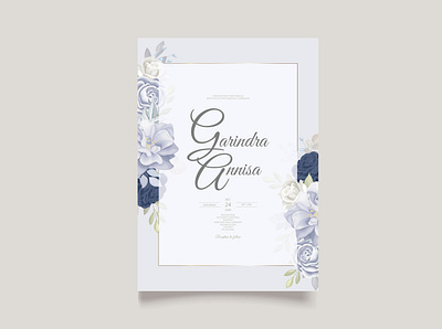 Wedding Invitation Beautiful Blue Rose floral card design floral flower frame illustration logo ui vector wedding