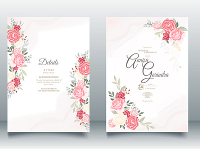 Wedding Invitation Beautiful Rose Floral card design floral flower frame illustration logo ui vector wedding