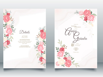 Wedding Invitation Beautiful Rose Floral