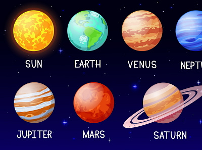 Cartoon solar system design graphic design icon illustration