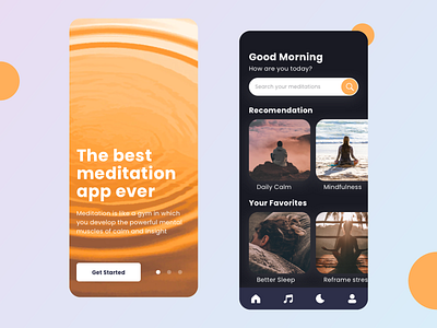 Meditation - App Design app app design application illustration interface ios app ios app design ios application iphone app ui ux ui design uidesign uiux user user experience user interface design ux design uxdesign web