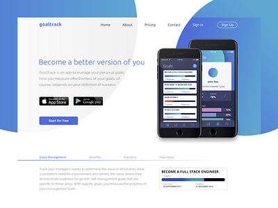 GoalTrack Website app app landing application creative creative design goals goals track interface landing page ui ui ux ui design uidesign uiux user experience ux design web web design website website design