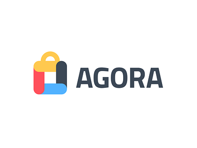 Agora - Logo Design Concept app app icon bag brand brand identity branding clean logo deals design digital identity design location logo logo design logo designer overlay shoping tech