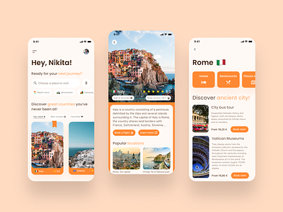 Travel app concept design