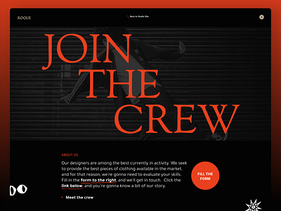 UI Exercise - Join the Crew [Rogue Studio Store] concept design figma roguestudio roguestudiostore ui uidesign userinterface userinterfacedesign