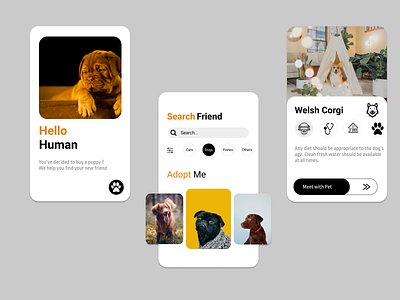 Pet Adoption App adopt animal animal art animal logo animation app app design branding design ecommerce ecommerce app illustration pet adoption pet adoption app pet app pet care pet logo pet shop ui ux