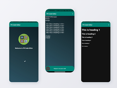 PR Code Editor App android app branding code codeeditor codepen design icon illustration logo minimal prahlad prahlad inala procreate ux