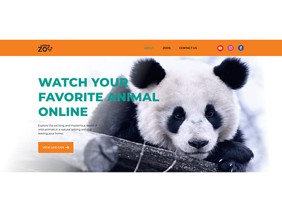 Online Zoo animals hero logo main page panda ux ui web design zoo