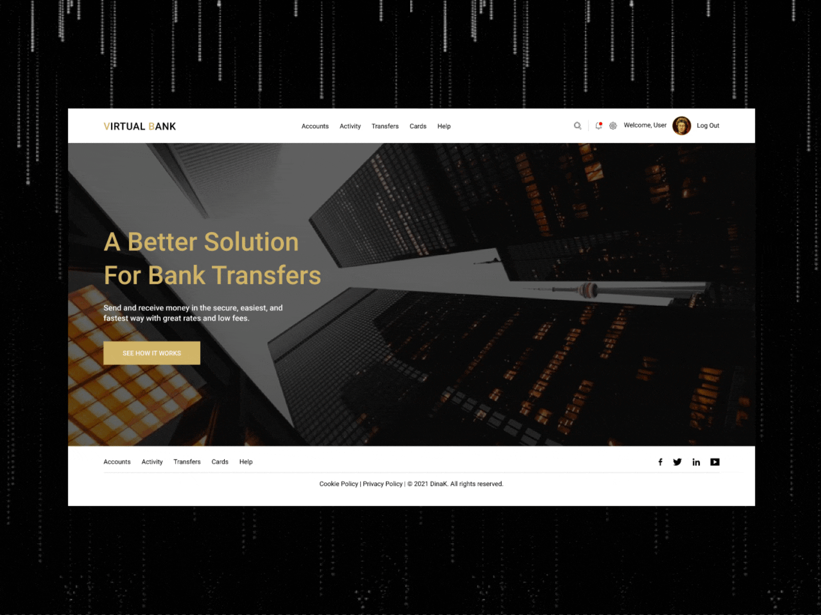 Virtual Bank Main Page account animation banking design fintech main page ui ux