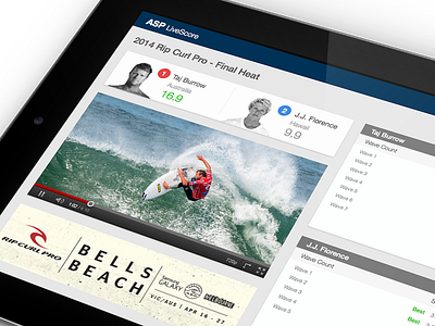 Live Stream Surf App app application clean dashboard ipad simple tablet ui ux video web