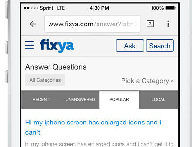 Fixya Mobile Web Question Flow clean iphone mobile simple tags ui user interface ux web website
