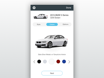 Vehicle Color Config clean design mobile mobile web responsive ui ux web