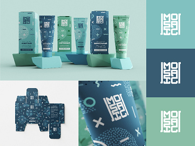 Hand cream Identity & Package design for Mosaic 3d brand identity branding cosmetic packaging cream design illustration logo logotype minimal modern pattern tube