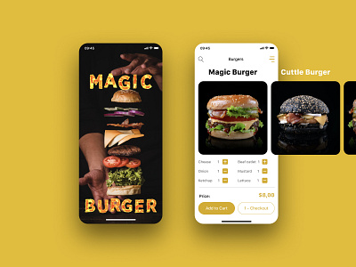 Burger Ordering App android app app design application burger design figma food and drink food app food delivery ios iphone ui ui design unsplash ux ux design