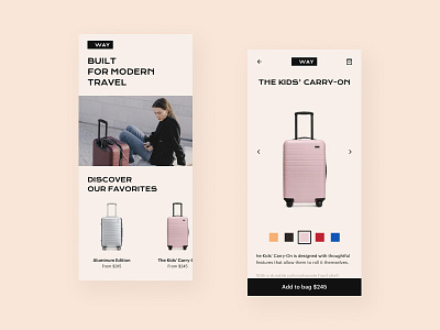 E-commerce app design clean design ecommerce app design norway suitcases uidesign uxdesign
