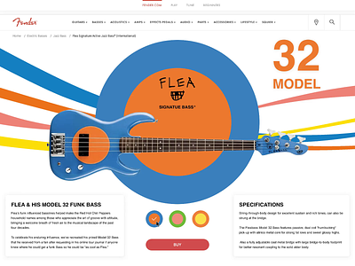 Fender web page redesign bass ecommerce animation ecommerce design figma guitar landing page principle redesign rhcp web