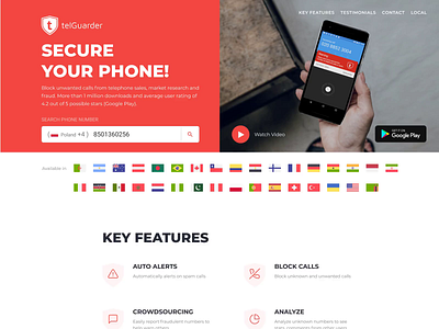 telGuarder call blocker app. Web design animation application call blocker app landing phone protect spam telguarder video web webdesign your