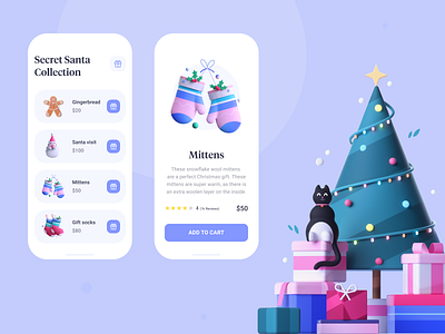 E-commerce App - Secret Santa Collection 3d app design application design christmas design christmas tree figma new year new years eve norway