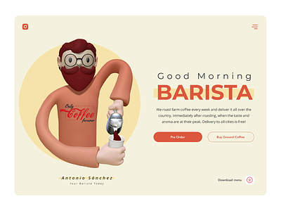 Web Animation For A Coffee Roastery 3d 3d art 3d modelling coffee bar coffee roasters coffee roastery coffeeshop figma illustraion landing page animation norway principle web animation website design zbruh