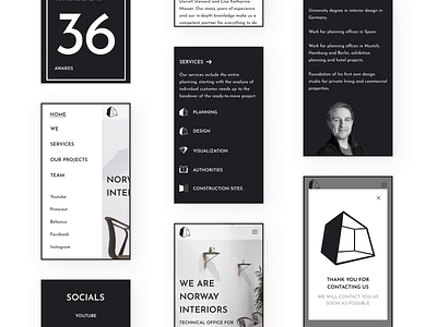 Interior design agency Figma template + UI kit (mobile) animation caddiesoft figma figma template interior design mobile design norge norway template design templatedesign