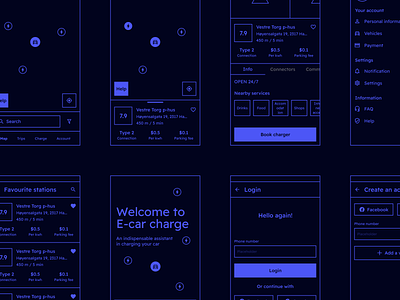 Wireframes - Charging Station Locator Mobile App