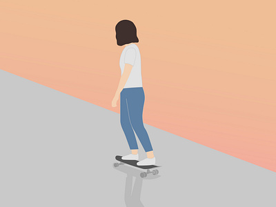 Just cruisin' cruising design flat girl illustration lineart longboard minimal orange skate skateboard skater vector