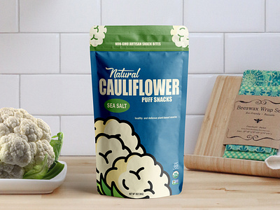 Cauliflower Puffs Packaging and Mockup Design