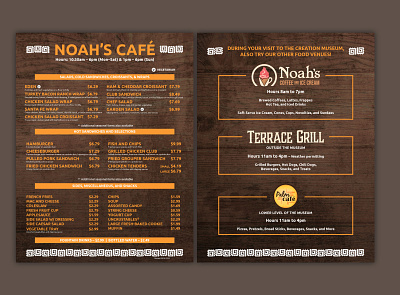 Noah's Cafe - Creatio Museum Menu Handout branding design graphic design menu menu card menu design