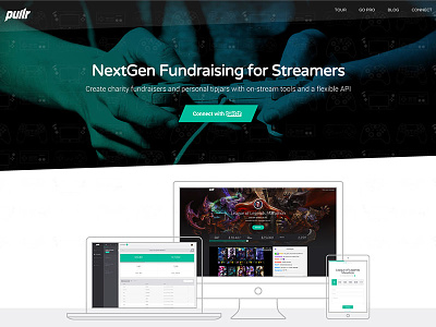 Pullr website design charity fundraising gaming ui web