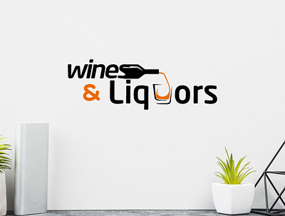 WINES and LIQUORS branding design flat logo minimal