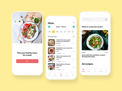 Weekly Menu Mobile App concept foodapp mobile mobile app mobile app design mobile design mobile ui ui