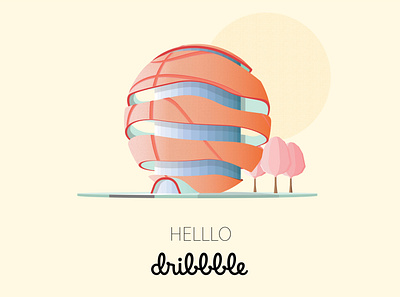 Helllo Dribbble! architecture design flat hello hello dribbble illustration illustrator invite invites photoshop vector warm