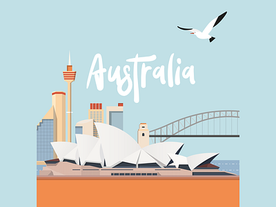 A Journey To Australia architecture australia design flat illustration illustrator operahouse sydney sydney opera house vector