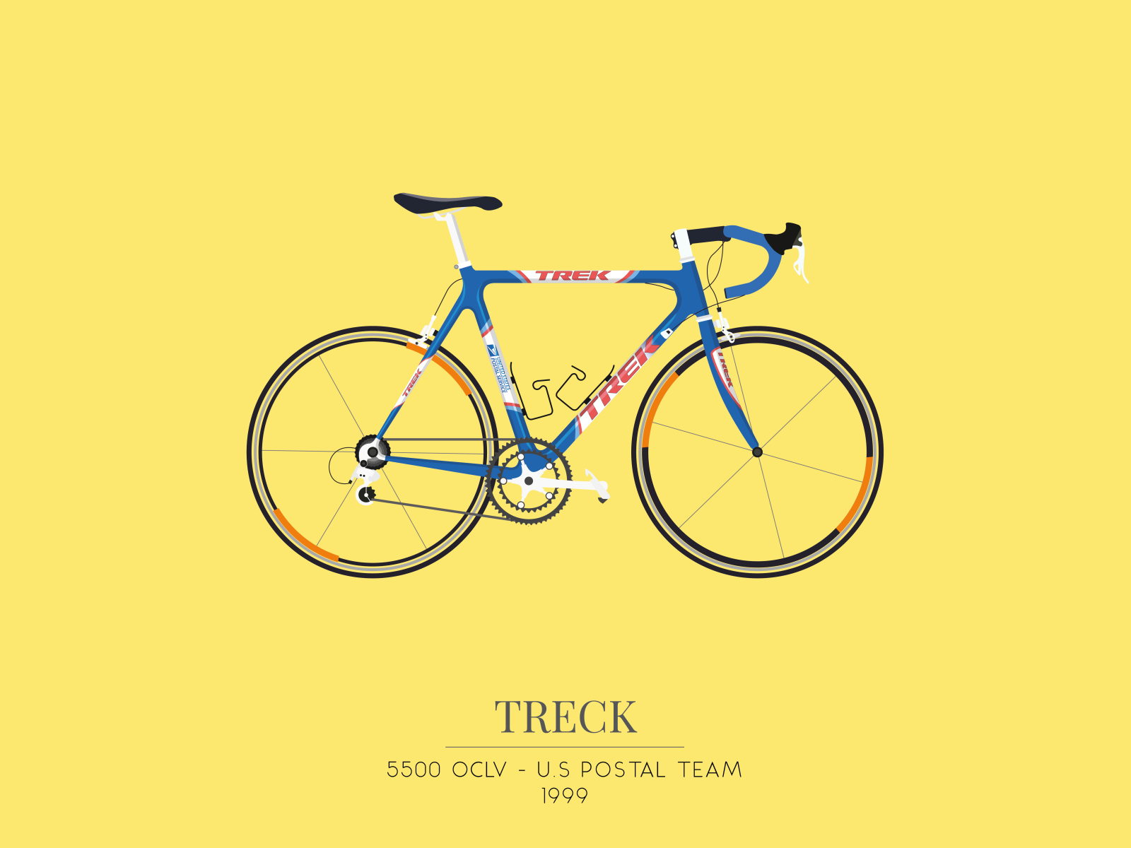 Trek 5500 UCLV 5500 art bike bike ride cycling design flat illustration illustrator tour de france trek vector wheels yellow