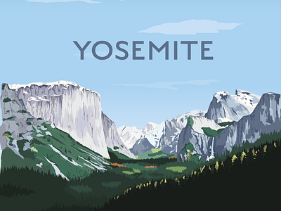 Yosemite Valley bears california climbing design illustration illustrator print rocks sanserif travel trees typogaphy vector vintage yosemite yosemite valley