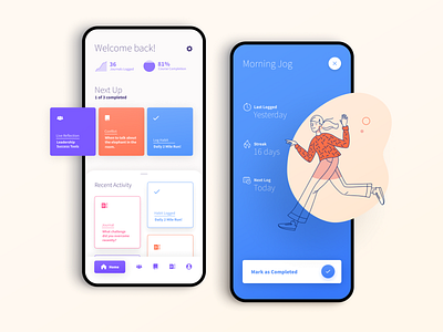 Super Rad Education App 🤓⁠ app app design cards cards ui dashboad education habit illustration lms product design ui