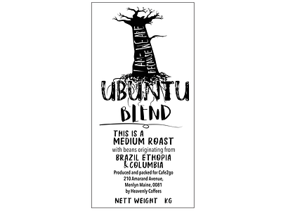 Ubuntu Blend Coffee Stamp coffee hand drawn monotone package design stamp stamp design ubuntu