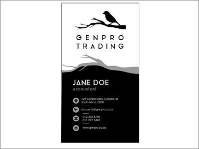 Genpro Business Cards business card design grayscale handdrawn logo design minimalistic monochrome