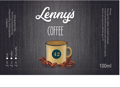 Lennys Coffee custom design handdrawn label design print ready vape vintage