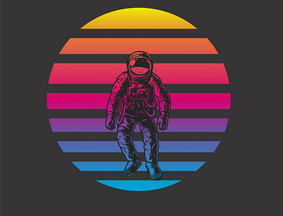 Synthronaut 80s astronaut colourful flatdesign print ready synthwave tshirtdesign vector