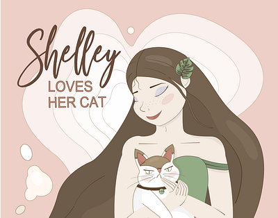 Shelley&Cat illustration векторная графика девушка детскаяиллюстрация иллюстрация кошки инстаграм кот котик кошка милая девушка простойрисунок
